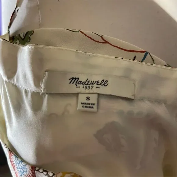 Madewell Women's Size 8 Silk Overlay Cami Mini Dress Botanical Print - Picture 5 of 7